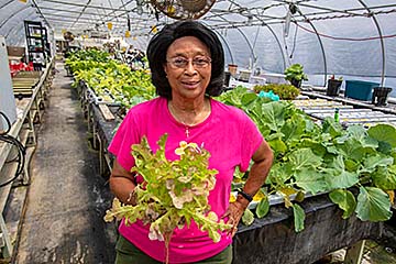 Voulynne Small created a hydroponic garden with technical support from Cooperative Extension at N.C. A&T.