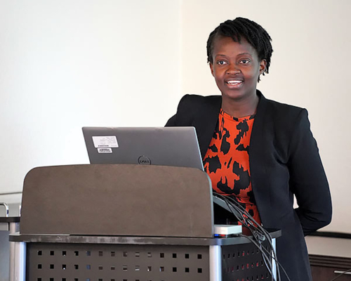 Victoria Uyanga speaking to students.