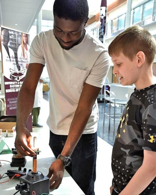 Students engage in technology.