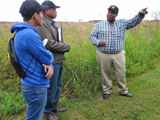 Julius Handcock speaks to Lonoke Farm Field Day participants.