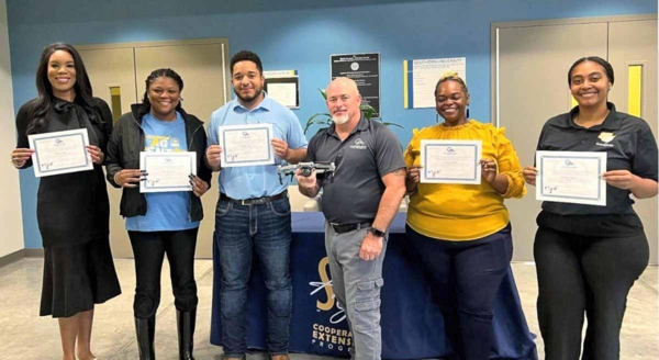 Group holding certificates.