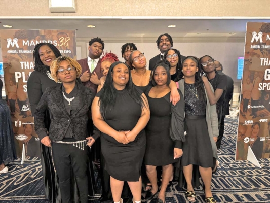 Students with VSU's youth development specialist.