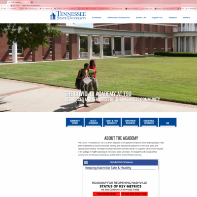 TSU COVID Academy website