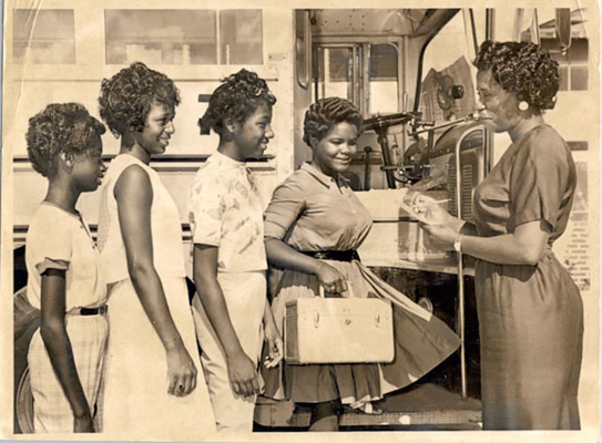 Floy Britt with youth.
