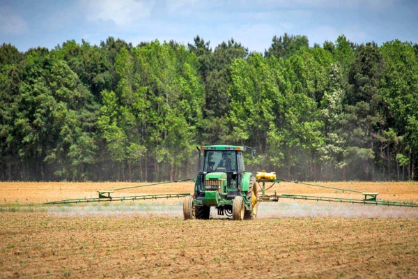 Tractor in a field.