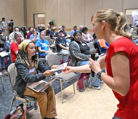 Participant receives information from speaker.