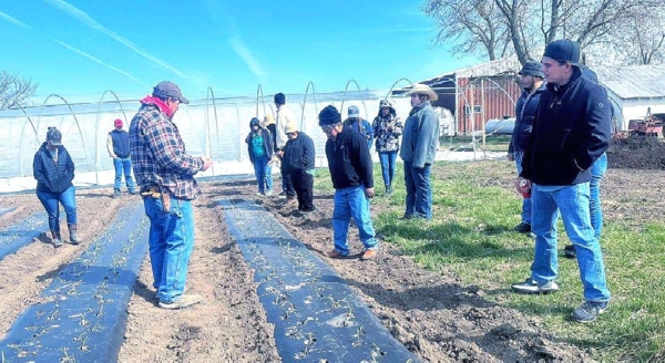 Farmers receive training.