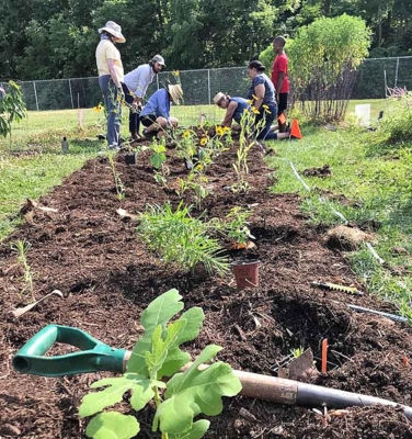 Workshop participants practicing their new gardening skills at Lincoln University’s Finca EcoFarm.