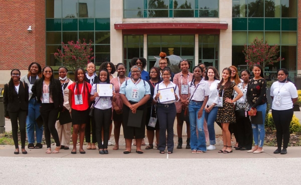 Group photo of participants of the Darden-Caldwell LeadHERship Summer Camp.