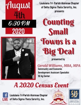 The Southern University Ag Center partnered with the Louisiana Tri-Parish Alumnae (LTP) Chapter of Delta Sigma Theta Sorority Inc. to encourage Louisiana residents to complete the 2020 Census.