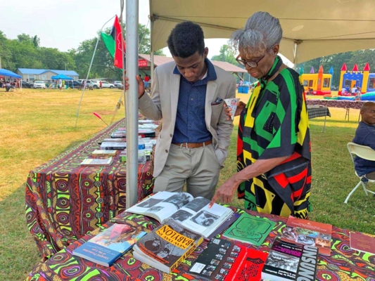 Book displays at the 2024 Sikeston Juneteenth Festival highlight Black history and culture.