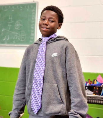 Student wearing a tie.