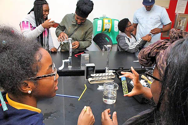Students learn about water quality.